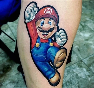 Mario Bross Tattoo Done By @ nacho_serrano_2012 Arjantin'den #sparkcartridges...