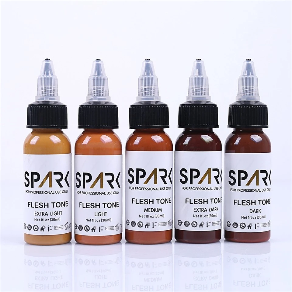 Professional 5-Color 30ml Organic Skin Flesh Tone Permanent Tattoo Ink For Realistic And Permanent Makeup factory