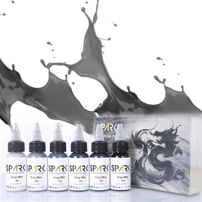 Profesyonel Organik 30ml/1oz Kıvılcım Gri Dövme Mürekkep Seti Sıvı Pigment Kiti Sanatçılar için Özel Kalıcı Makyaj Mürekkep