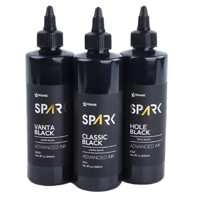 Spark yüksek kaliteli model derin siyah dövme mürekkep 3 serisi klasik siyah/delik siyah/vanta siyah kalıcı dövme