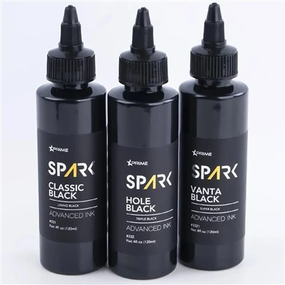 Spark Premium 4oz Tri - Gölge Siyah Dövme Mürekkep Seti: Üstün Dövme ve Vücut Sanatı için Klasik, Hole & Vanta Siyah