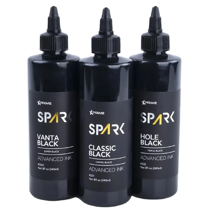 Spark yüksek kaliteli 8oz 3 Serisi Klasik Siyah/Delik Siyah/Vanta Siyah Dövme Mürekkebi Dövmeler ve Vücut Sanatı için