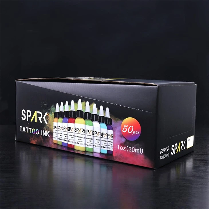 50 Renk Seti Toplu Dövme Mürekkepleri Spark Dövme Mürekkebi Süper Siyah Dövme Mürekkebi