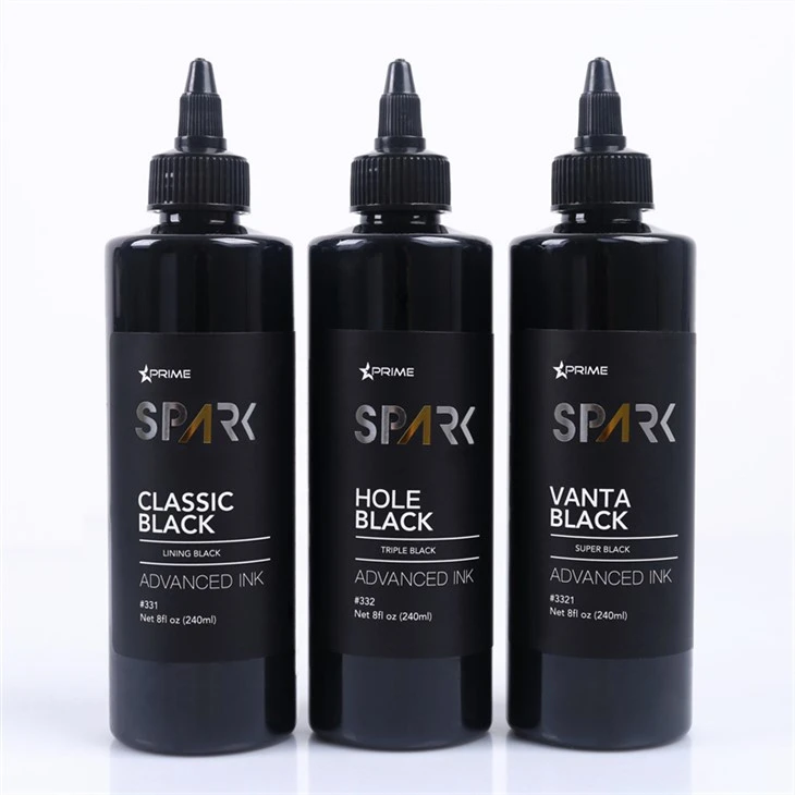 8OZ Siyah Mürekkep Serisi Klasik Siyah Astar Siyah Kıvılcım Dövme Mürekkebi Profesyonel Dövme Mürekkebi Ekranı