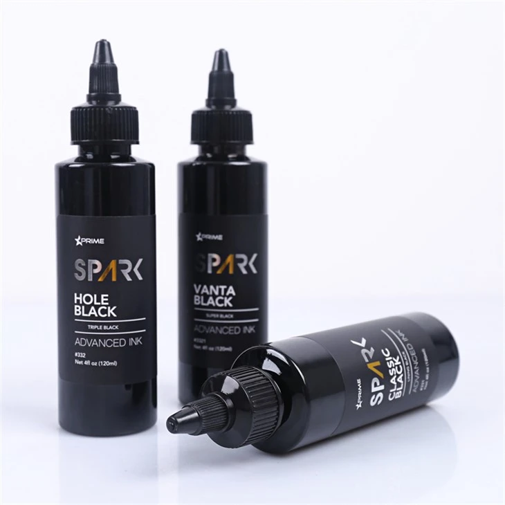 Klasik Siyah 4OZ Astar Siyah Mürekkep Serisi Spark Dövme Mürekkebi Dövme Mürekkebi Siyah Işık