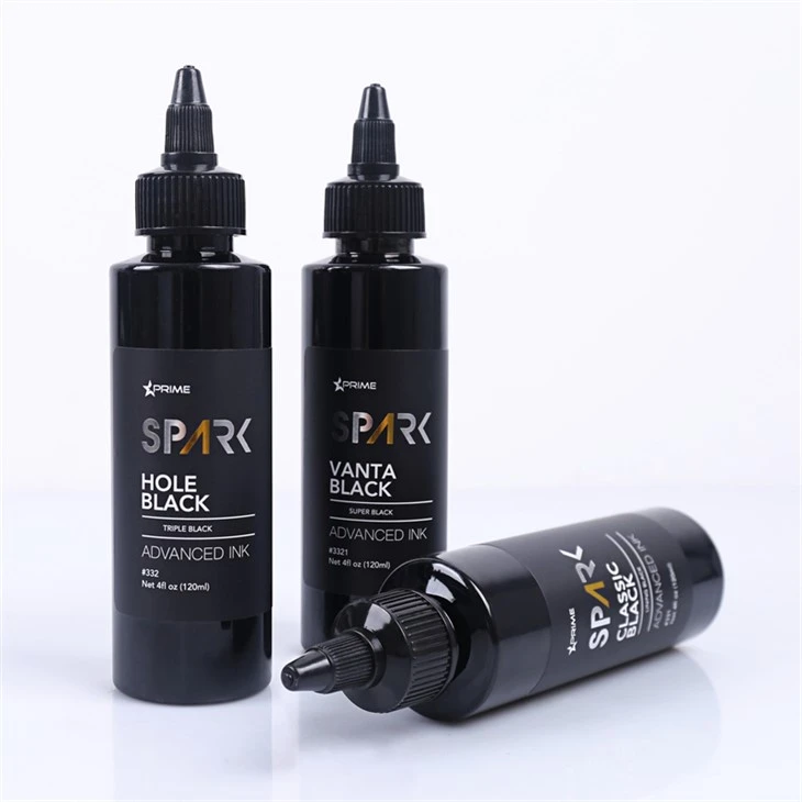 Delik Siyah 4OZ Üçlü Siyah Mürekkep Serisi Spark Dövme Mürekkebi Dövme Mürekkebi Siyah Işık