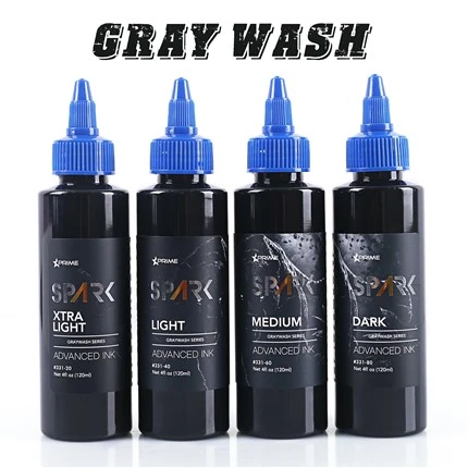 Spark Graywash Dövme Mürekkebi - 4 Oz Şişe Seti