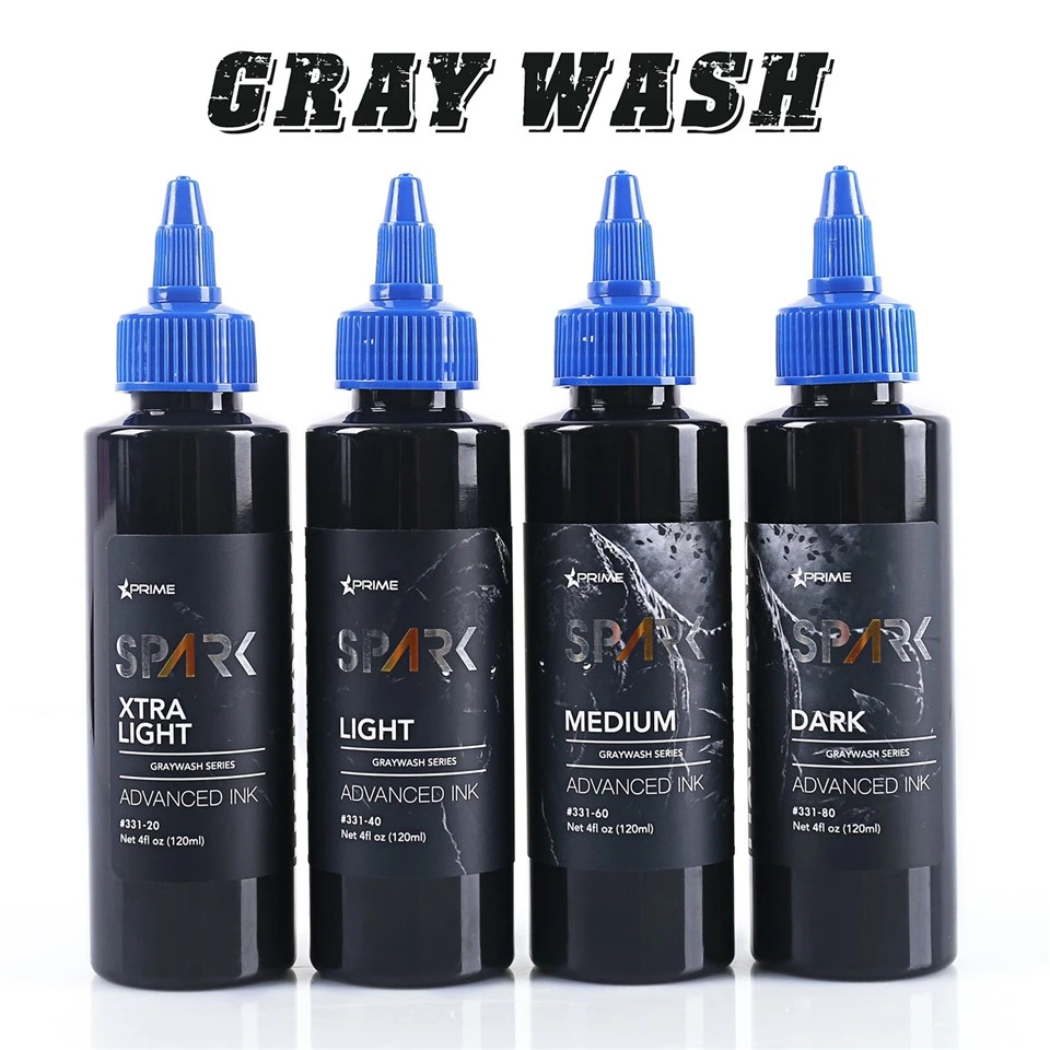 Spark Graywash Dövme Mürekkebi - 4 Oz Şişe Seti