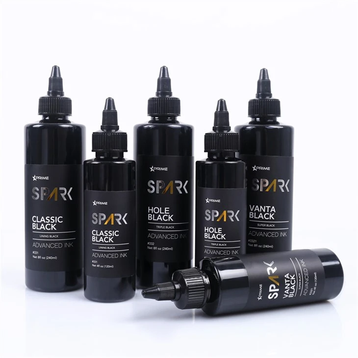 Süper Siyah 8OZ Siyah Mürekkep Serisi Vanta Black Spark Dövme Mürekkebi Dövme Mürekkep Seti